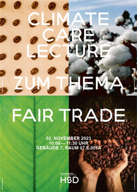 Poster zu Climate Care Lecture "Was bringt Fairtrade?"